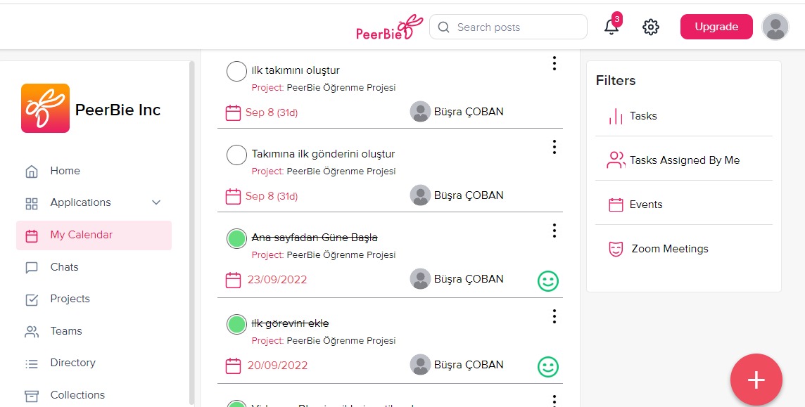 Create daily tasks with PeerBie to not miss customers' needs.